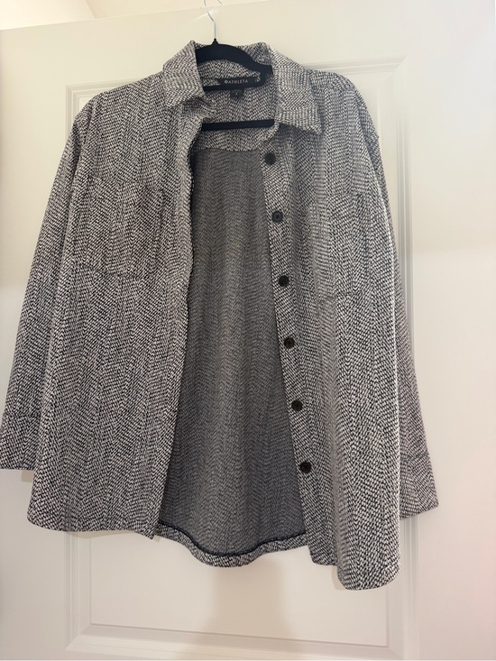 Athleta Tops - Athleta Black & White Herringbone Button-Down Shirt Jacket